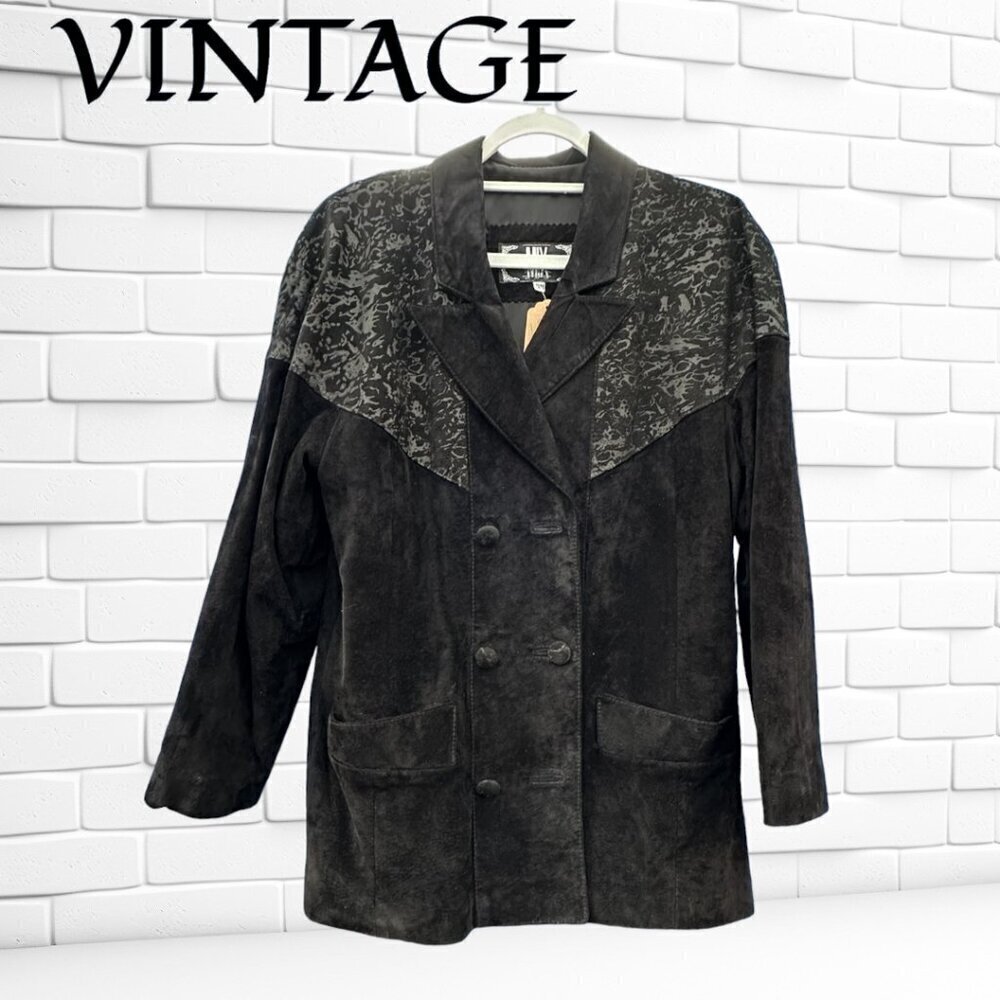 🧥 Vintage Black Suede Jacket from the 80s/90s 🧥
